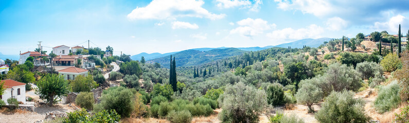Panorama picture of the landscape on Samos Greece