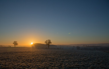 Sunrise on a cold winter day