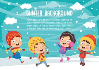 Vector Illustration Of Winter Kids