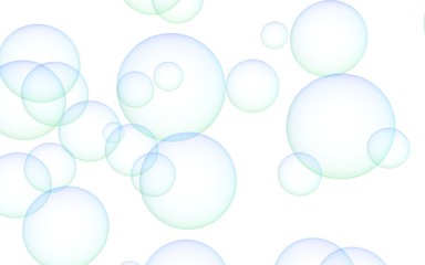 Light pastel colored background with pink bubbles. Wallpaper, texture blue balloons. 3D illustration