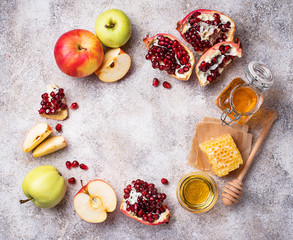 Honey, apple and pomegranate for Rosh Hashana