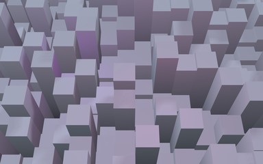 Abstract pink gray elegant cube geometric background. Chaotically advanced rectangular bars. 3D Rendering, 3D illustration