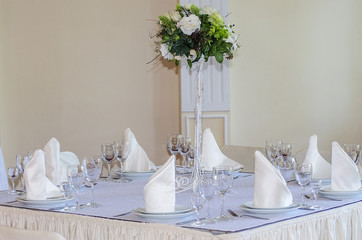 table setting in the restaurant