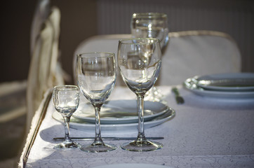 table setting in the restaurant
