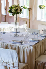 table setting in the restaurant