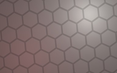 Honeycomb with color lighting, on a gray background. Perspective view on polygon look like honeycomb. Isometric geometry. 3D illustration