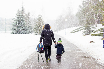 dad and son from the back