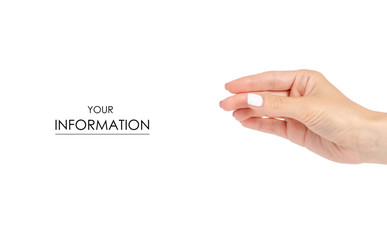 Female hand holding pattern on white background isolation