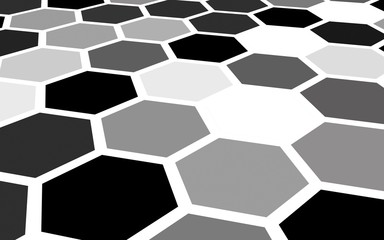 White honeycomb with a gradient color. Perspective view on polygon look like honeycomb. Isometric geometry. 3D illustration