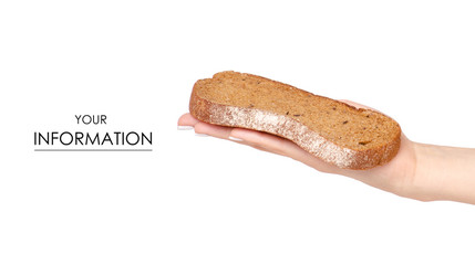 Bread sliced brown in hand pattern on white background isolation