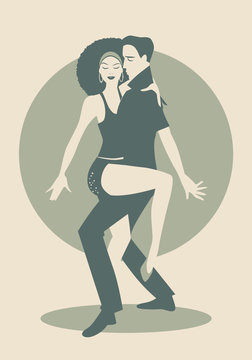 Young couple dancing bachata, merengue or latin music