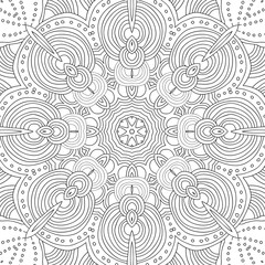 Vector uncolored pattern for coloring book. Mandala.