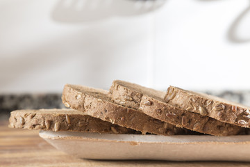 tray with several slices of rye bread with pipes