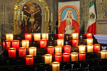 memorial candles at Notre Dame de Paris Cathedral