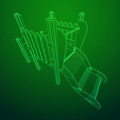 Playground slide wireframe low poly mesh construction. Vector illustration