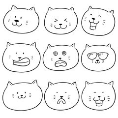 vector set of cat face