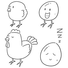 vector set of chicken and egg