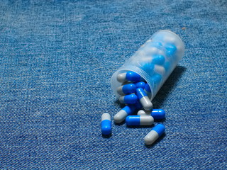 Spilled pills on the table