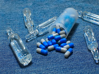 Spilled pills on the table