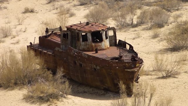 A scenic shot shipwreck from the Aral Lake.