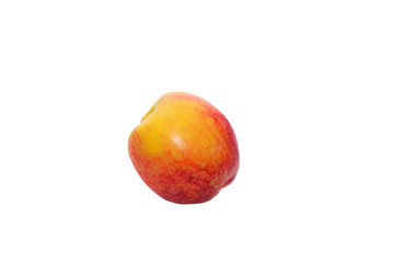 Ripe nectarine on white isolate background, closeup