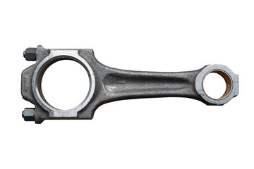 Connecting rod from a car engine. Isolated on white.
