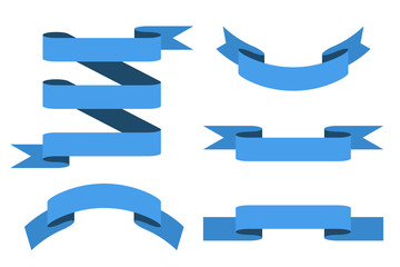 Fototapeta premium Blue paper scrolls. Set