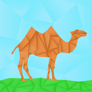 Camel. Polygonal origami like vector illustration
