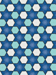 blue stars and hexagons pattern