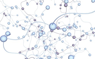 Neural network. Social network. Futuristic dna, deoxyribonucleic acid. Abstract molecule, cell illustration, mycelium. Light background. 3D illustration