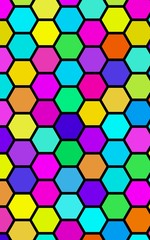 Honeycomb many color, multicolored. Isometric geometry. 3D illustration