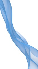 Obraz na płótnie Canvas Abstract blue wave. Blue scarf. Bright blue ribbon on white background. Abstract smoke. Raster air background. Vertical image orientation. 3D illustration