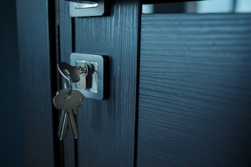 Keys in the lock, the door is locked