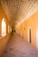 Passageway in the West Gate at the Arkadi Monastery, Arkadi, Crete, Greece.