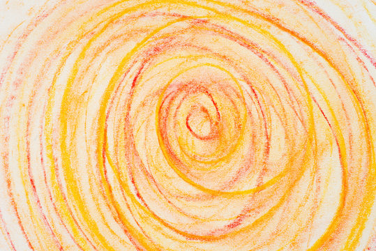 orange crayon circles on paper drawing bacground texture