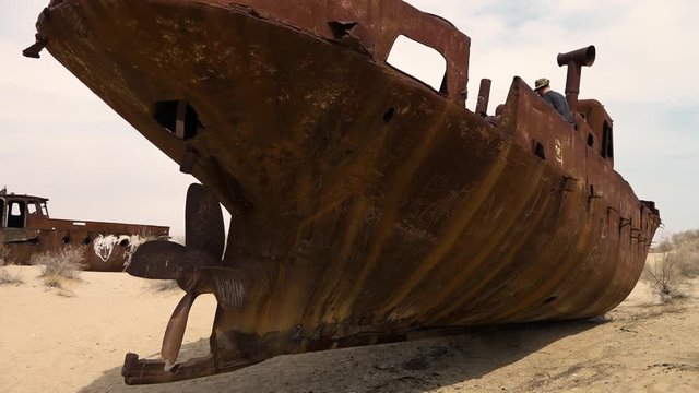 A scenic shot shipwreck from the Aral Lake.