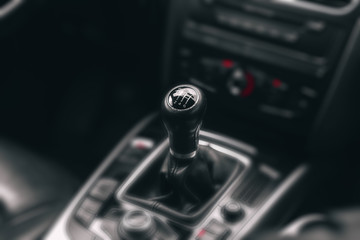 gear shift lever. luxury modern car.