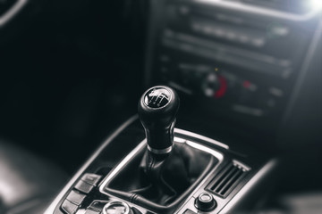 gear shift lever. luxury modern car.