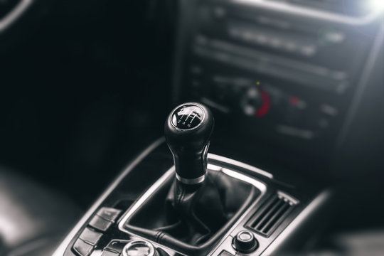 Gear Shift Lever. Luxury Modern Car.