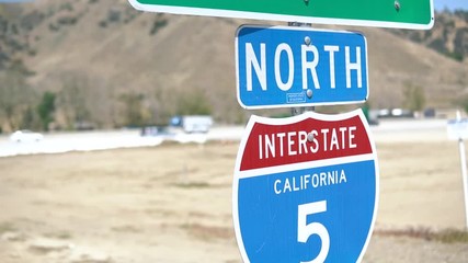 freeway entrance sign with california interstate 5 directions