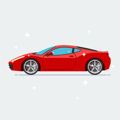 Red sport car isolated on white background