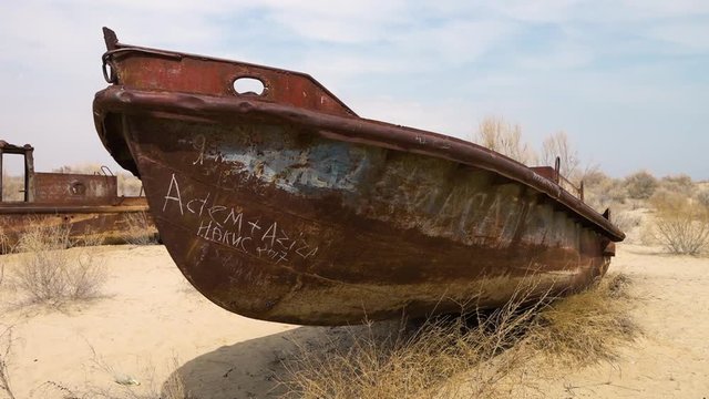 A scenic shot shipwreck from the Aral Lake.