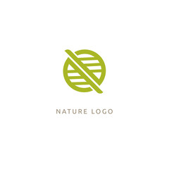 Abstract green leaf logo vector design. Environmental protection, ecology, healthy eating, Botanical Garden, park, forest, farm, agriculture vector sign.