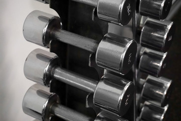 Obraz premium Rows of dumbbells in the gym