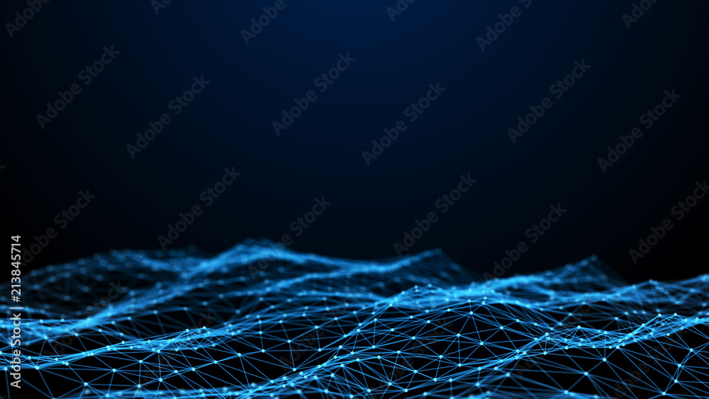 Poster Network connection dots and lines. Technology background. Plexus. Big data background. 3d rendering.