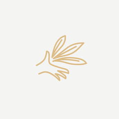 Logo concept of man and leaf. Environmental protection, camp, ecology, healthy eating, Botanical Garden, park, forest, farm, agriculture vector sign.