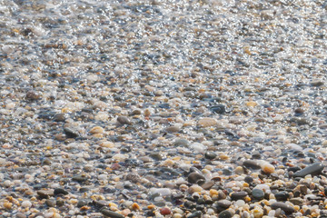 Sea stones on the seashore in the summer