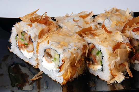 Roll with eel eastern cuisine