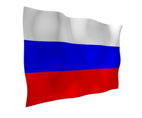 Waving flag of the Russian Federation. The National. State symbol of the Russia. 3D illustration
