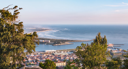 Aerial view of the  city Viana do Castelo in northern Portugal